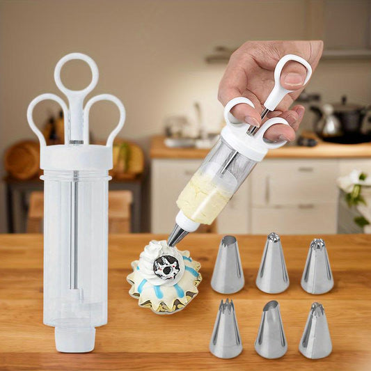 📢 BEGRÆNSET TID: SPAR 50%! ⏰ Sprøjtepistol Sæt til Kagedekoration i Rustfrit Stål – Komplet Kagedekorationssæt med 18 Tyller & Dysser – Dekorér Både Inde og Ude ✨