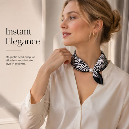 🤍 Magnetic scarf with a pearl – look elegant in seconds