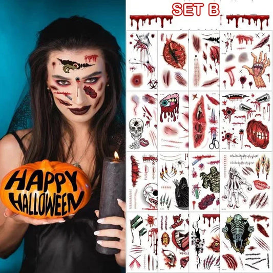 Halloween Prank Makeup Temporary Tattoo😈Realistinen ja helppo poistaa