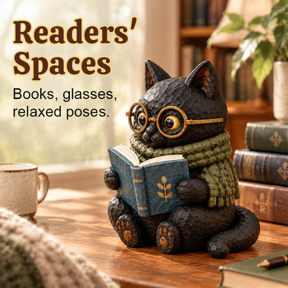 🐱Læsende Kat Figur 📚