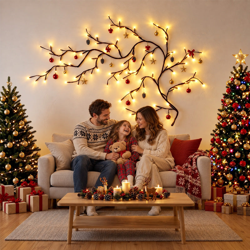 ✨ Fleksibelt LED-grenlys | Fjernbetjent julepynt til væggen 🕯️