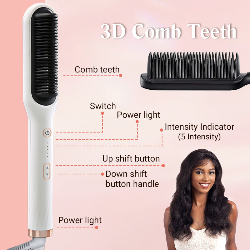 Curl Straight Hair 2 -in -1 -Hot Luftkammad jonisk rak hårkam är torr och våt/Curl Straight Hair 2 -in -1 -1 -Hot Air Comb Ionic Straight Hair -kampa on kuiva ja märkä.