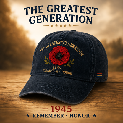🎖️🌺 En Generations Arv — 1945 Remembrance Poppy Cap