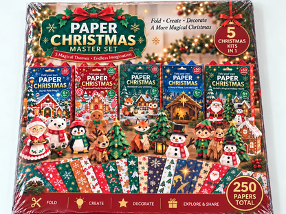 🎄DIY papir-julehobbysæt – 250 ark, 5 festlige temaer🌟