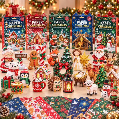 🎄DIY papir-julehobbysæt – 250 ark, 5 festlige temaer🌟