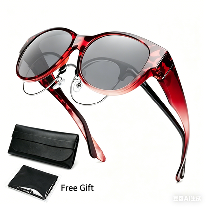 Elegant Cat-Eye Solbrille – Inkl. GRATIS Luksus-læderæske & Pudseklud! 🎁✨
