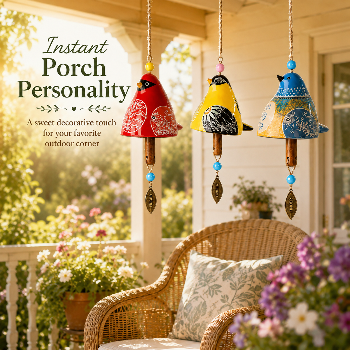 🐦🎨 Garden Songbird Wind Chime – et strejf af farve og sang til veranda og have 🌿