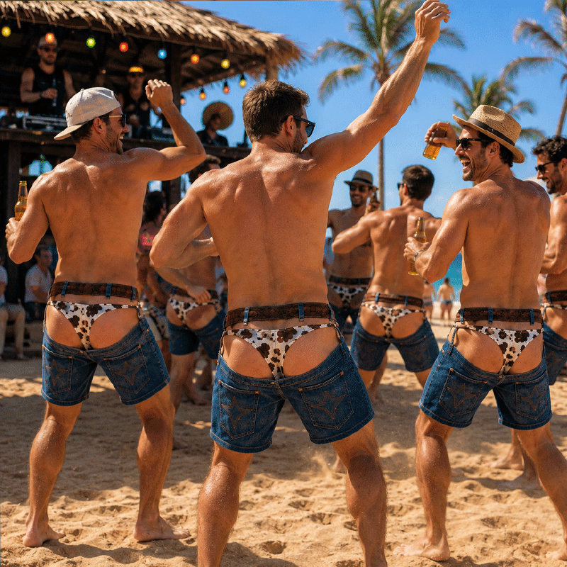 🏖️ Sjove Badeshorts med Falsk Denim-Print