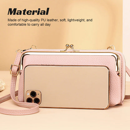 Monikäyttöinen PU nahka matkapuhelin laukku Crossbody olkalaukku