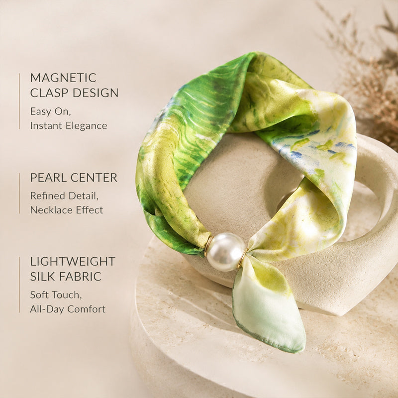 🤍 Magnetic scarf with a pearl – look elegant in seconds
