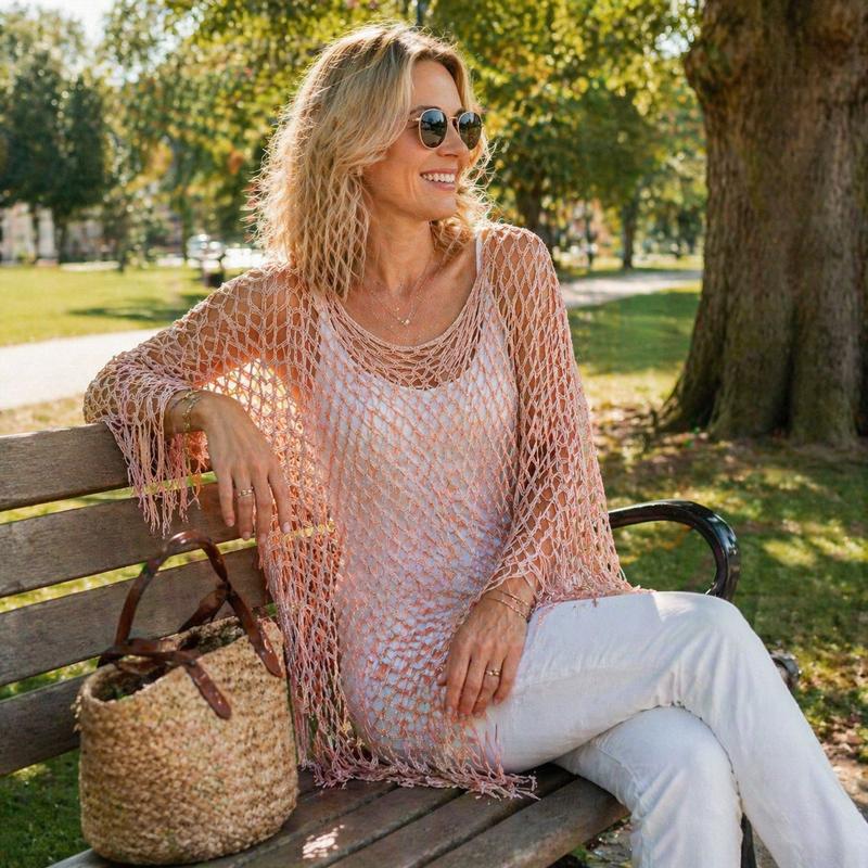 🏆 Sidste dag med særpris 99,- kr.! 💐Metallisk hæklet cover-up til sommeren – Let, flagrende & ubesværet stilfuldt sommeroutfit