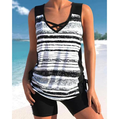 ⏰LAST DAY 50% OFF - Miraclesuit Women's Tummy Control Tankini Set with Built-In Bra – Flattering Boho Swimwear with Shorts🔥