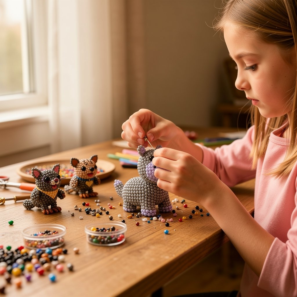 🧵✨ Små 3D Perledyr DIY-kreativt Sæt