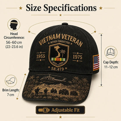 🔥🎖️ Vietnam-veteran Aldrig Glemt 1955–1975 Mindekasket 🇺🇸