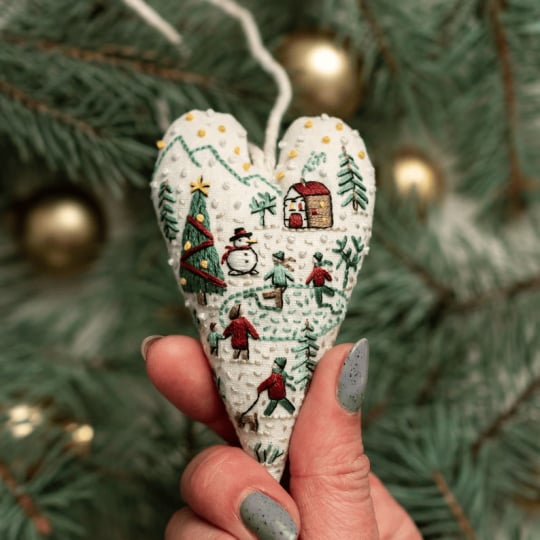 💖 DIY Sydämenmuotoinen Käsinompeltu Joulukoriste/Koristepaketti