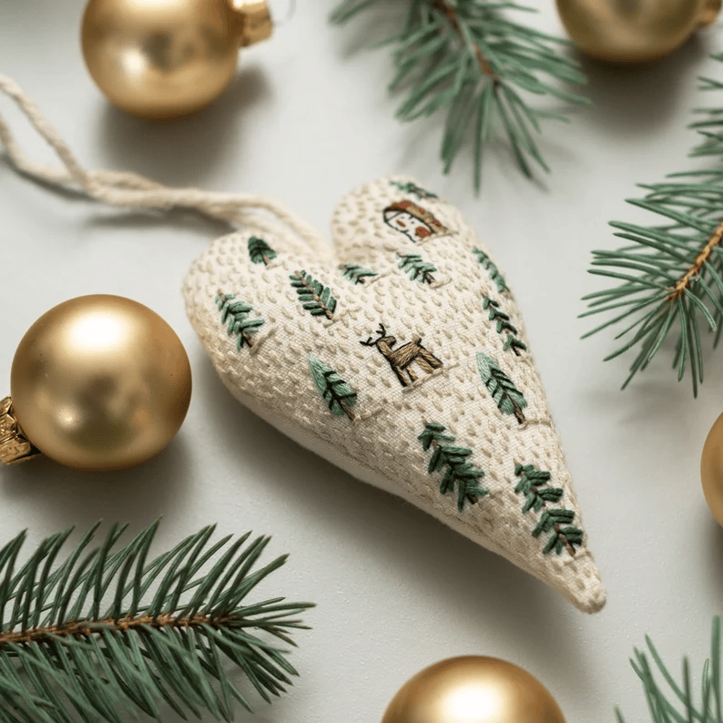 💖 DIY Sydämenmuotoinen Käsinompeltu Joulukoriste/Koristepaketti