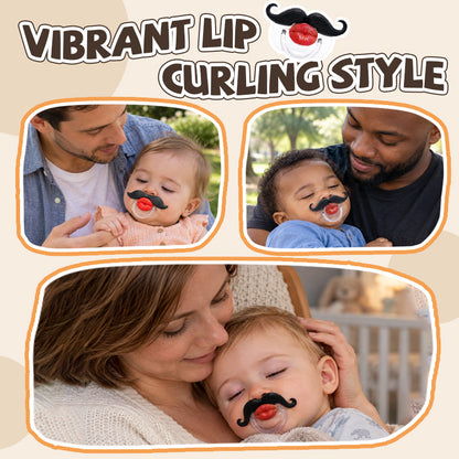 👶😂 Babysut med røde læber og overskæg