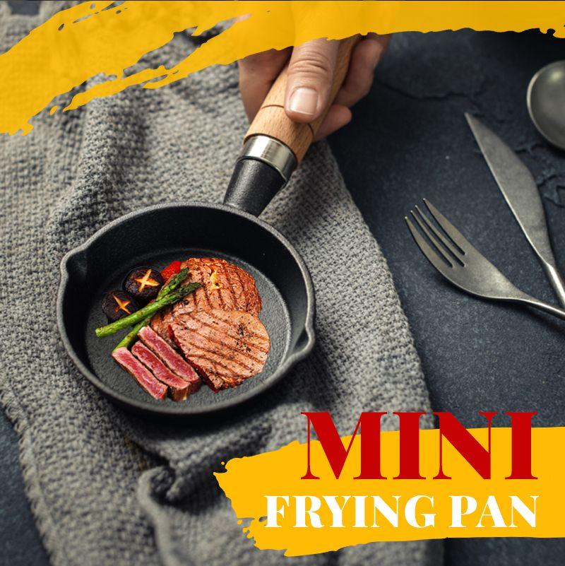 📢📢 50% RABAT & På lager ⏰ 🍳 Mini Non-stick Støbejernspande 10 cm – Sundt støbejern, ensartet varme & træhåndtag ✨