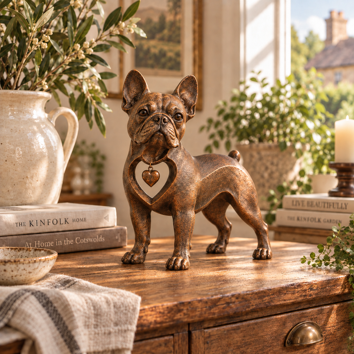 ⭐ Klassisk retro fransk bulldog-skulptur — kærlighed ved første blik! 🐶❤️