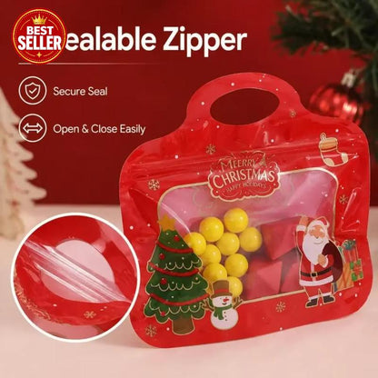🎁 70% RABAT!!! – Klar til jul! 🎅 Nemt at fylde, nemt at lukke 🎄 Bestseller selvklæbende juleposer til slik & småkager med julemand og snemand 🎅⛄