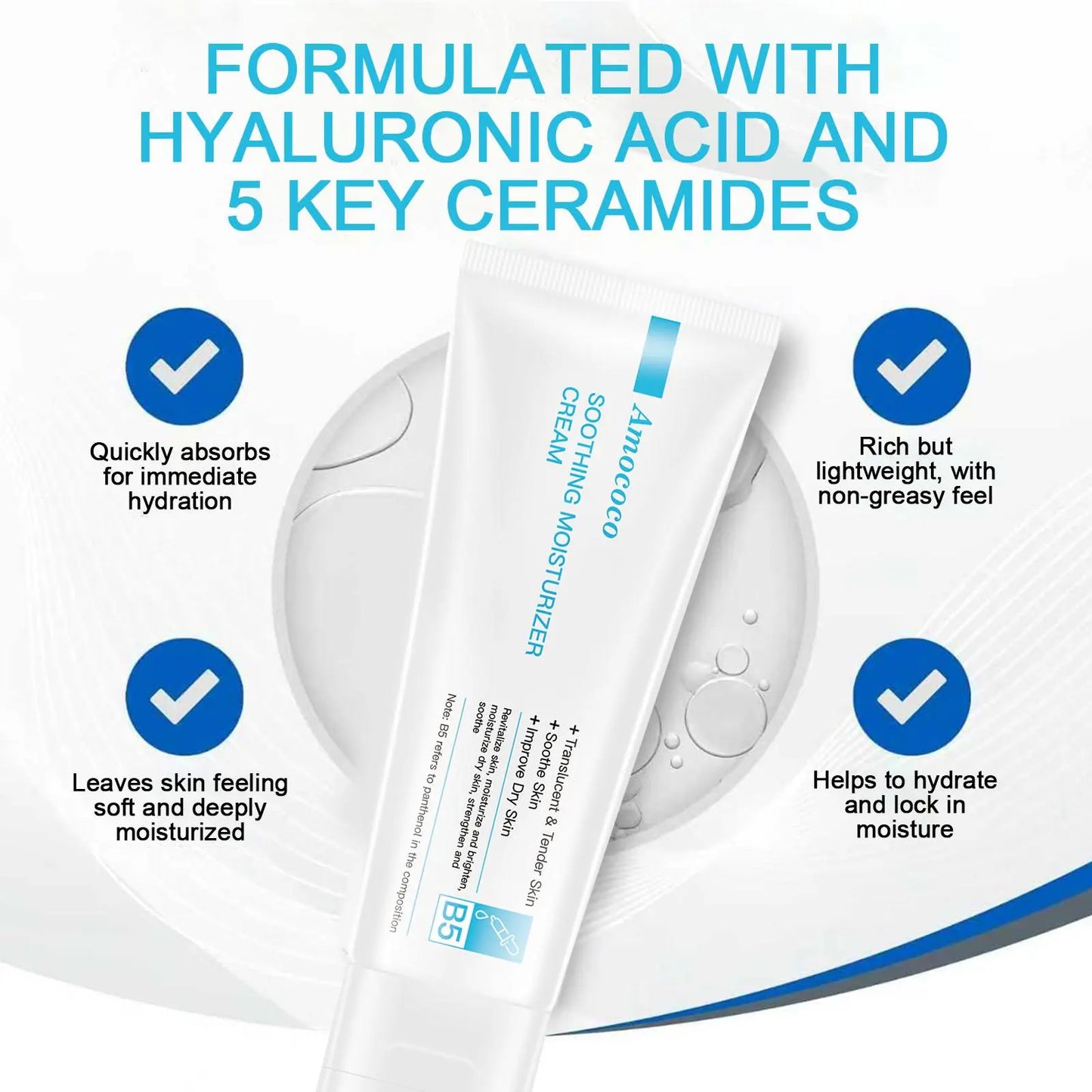 B5 Facial Cleanser with B5 Face Cream: gentle cleansing without tightness, deep hydration and soothing, long-lasting moisturization for soft, smooth and healthy skin.