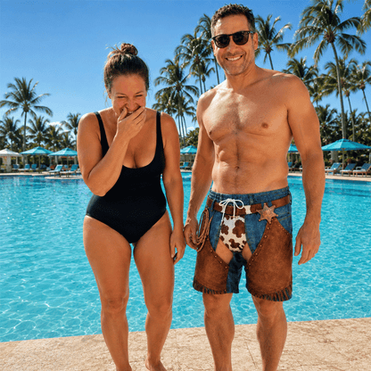 🏖️ Sjove Badeshorts med Falsk Denim-Print