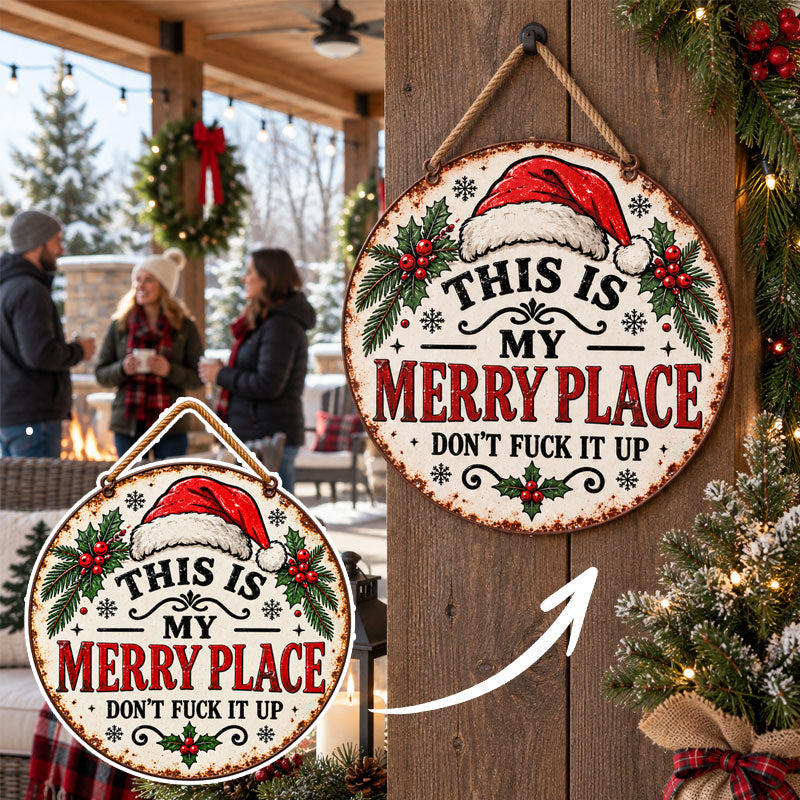 🎄 Vintage "This Is My Merry Place" Runt Juleoppæng