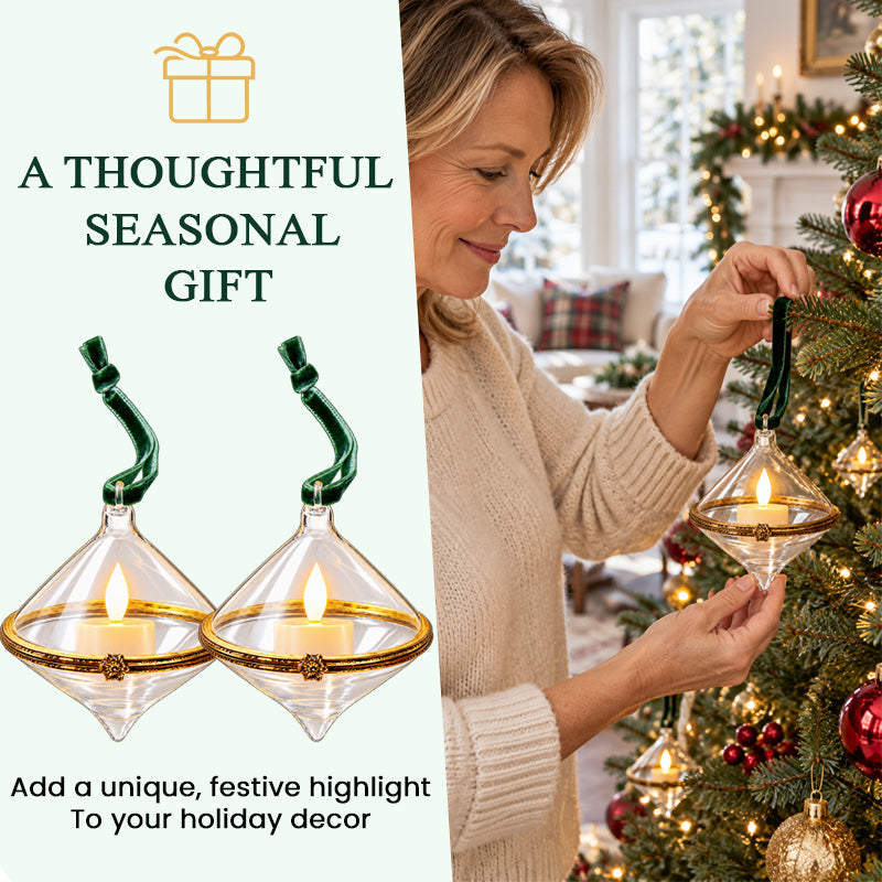 🎄 Vintage transparente juletræs-ornamenter
