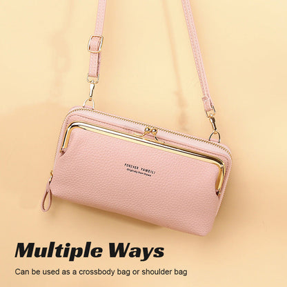 Monikäyttöinen PU nahka matkapuhelin laukku Crossbody olkalaukku