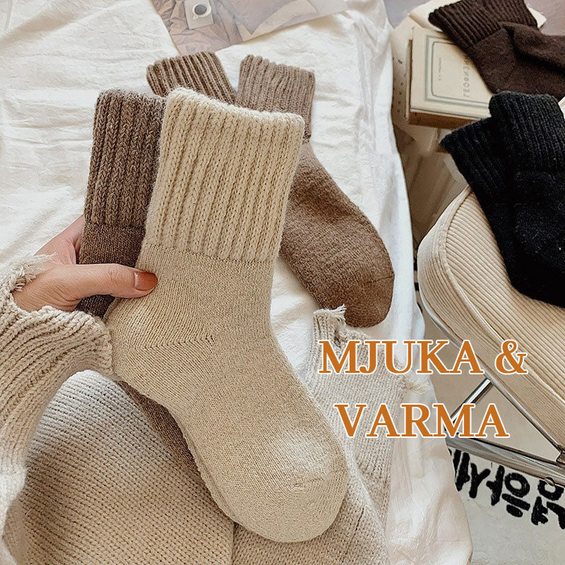🧦 5 paria Lämpimiä VillaSukkia Mid-Calf Korkeudella