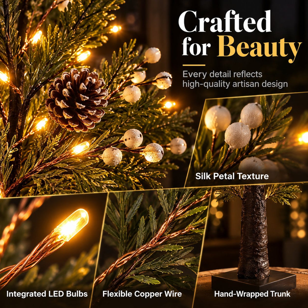 🎄💡 LED-trælampe – Naturlig elegance til enhver sæson 🌿✨
