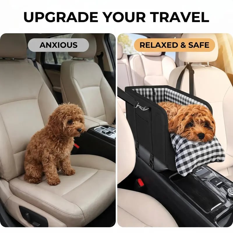 🔥2026 HOT SALE 50% RABAT – Uundværlig autostol til hunde til midterkonsollen – Boosterbilsæde til små kæledyr, der lindrer angst🐶🚗