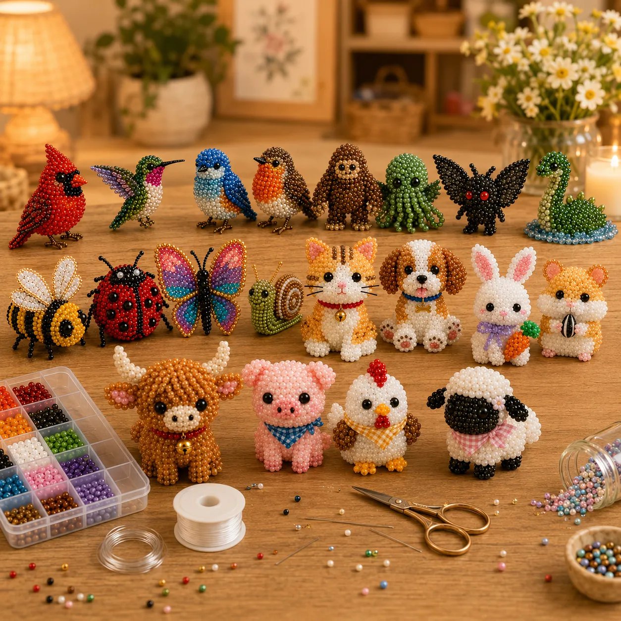 🧵✨ Små 3D Perledyr DIY-kreativt Sæt