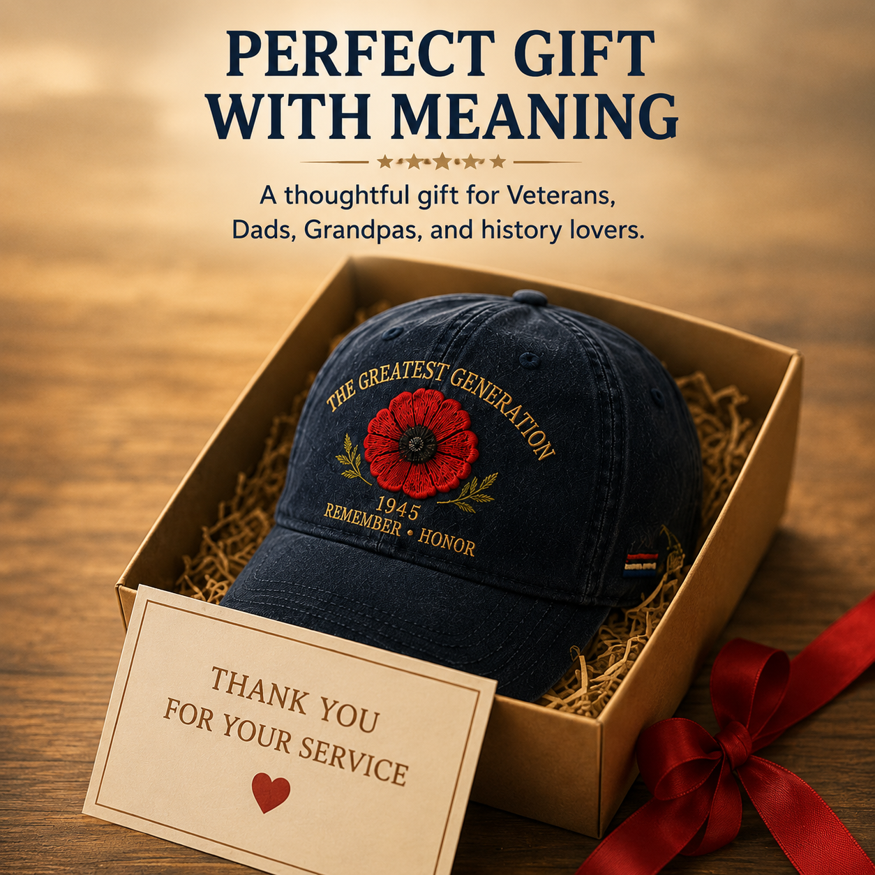 🎖️🌺 En Generations Arv — 1945 Remembrance Poppy Cap