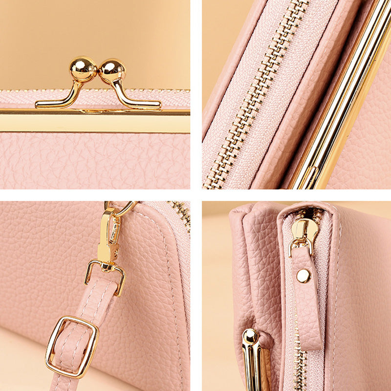 Monikäyttöinen PU nahka matkapuhelin laukku Crossbody olkalaukku