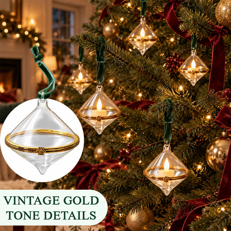 🎄 Vintage transparente juletræs-ornamenter