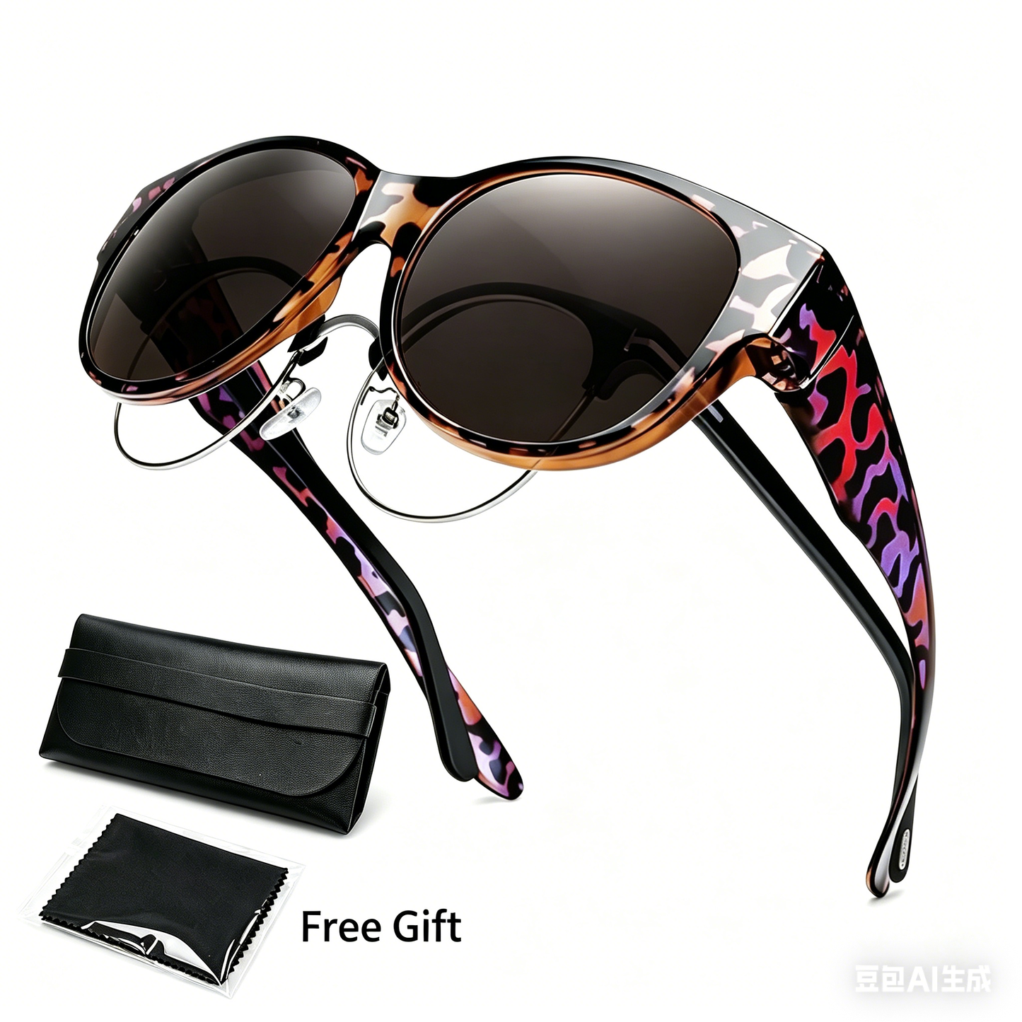 Elegant Cat-Eye Solbrille – Inkl. GRATIS Luksus-læderæske & Pudseklud! 🎁✨