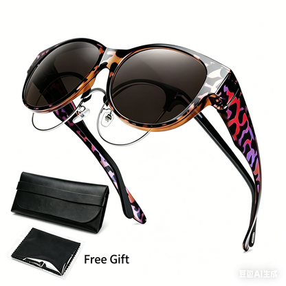 Elegant Cat-Eye Solbrille – Inkl. GRATIS Luksus-læderæske & Pudseklud! 🎁✨