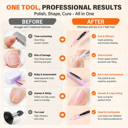 💅 Bærbar 2-i-1 Neglebor & UV Gel Neglelampe