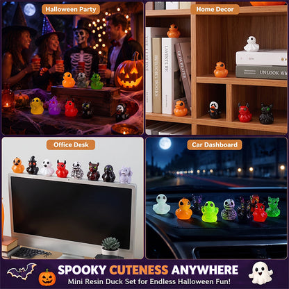 🎃🐤 Halloween Mini Harpiksænder — 12 Uhyggelige Design, 2,5 cm Små Figurer