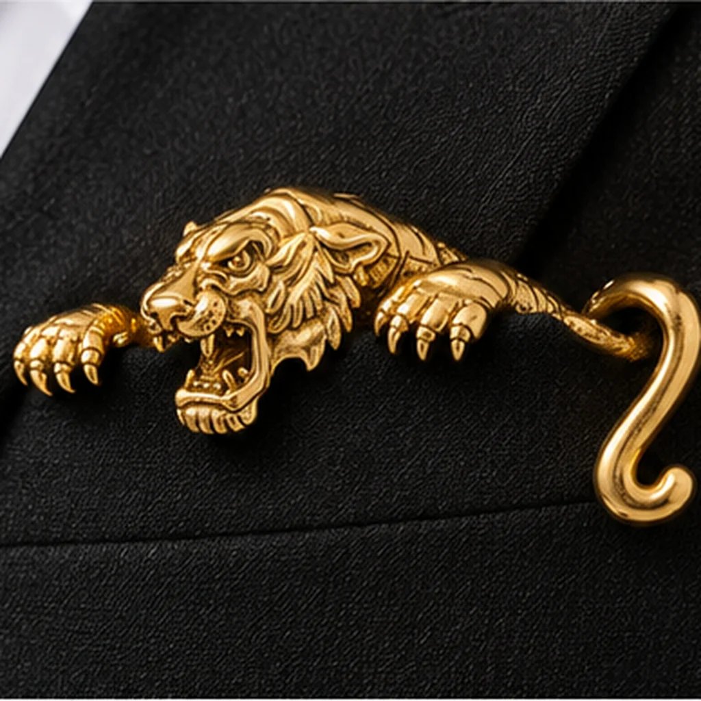 🐊✨ Skulpturel dyreformet metal-lommetørklæde