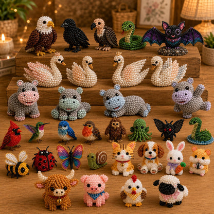 🧵✨ Små 3D Perledyr DIY-kreativt Sæt