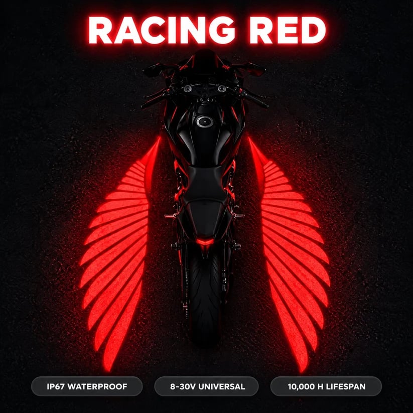 🏍️ LED-projektorlampe til motorcykler i form af englevinger