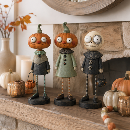 🎃 Rustikke Græskarvenner – Vintage Halloween Figurkollektion