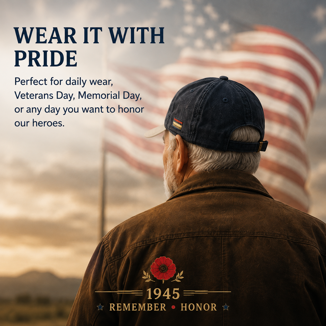 🎖️🌺 En Generations Arv — 1945 Remembrance Poppy Cap