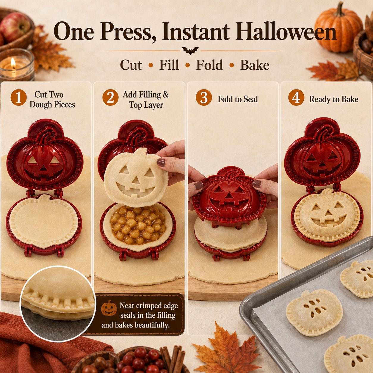 🎃 8-Delers Halloween Mini Håndtærte Formsæt