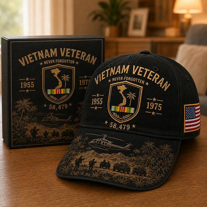🔥🎖️ Vietnam-veteran Aldrig Glemt 1955–1975 Mindekasket 🇺🇸