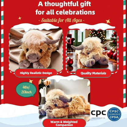 🐂🎁 Uusi joululahjalelu ❤️ Söpö sarjakuva-tyylinen Highland-lehmäpehmolelu