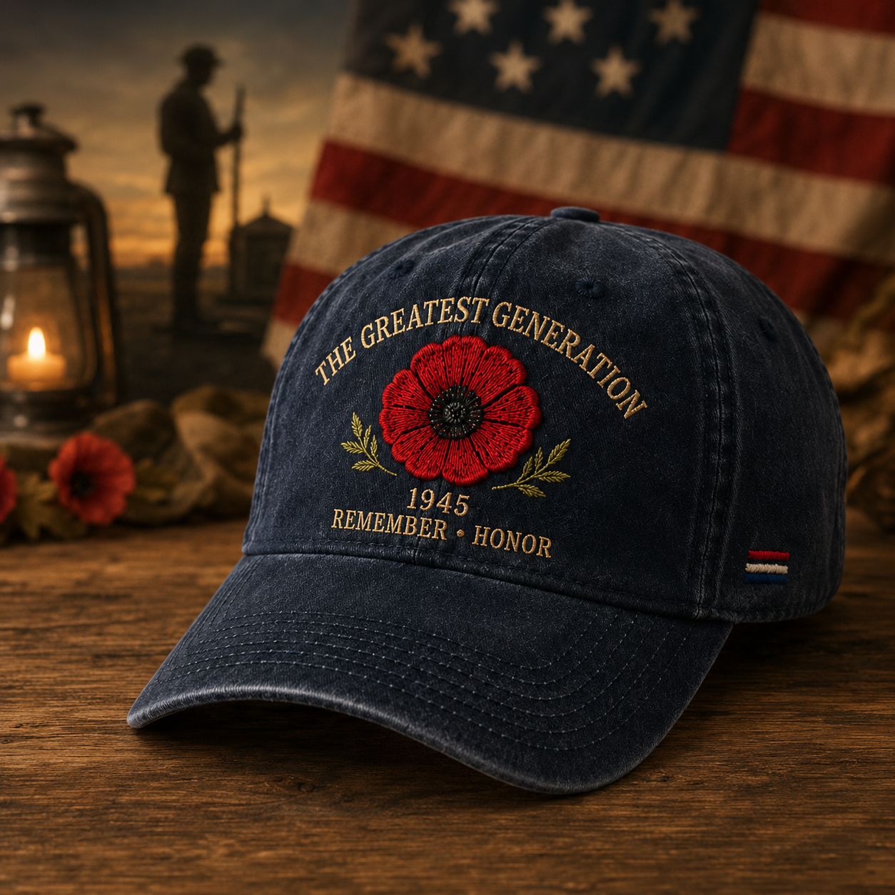 🎖️🌺 En Generations Arv — 1945 Remembrance Poppy Cap