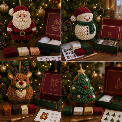 🎄🧵 Ét stik ad gangen — 3D Stof-Prikkediy Juleophæng Sæt